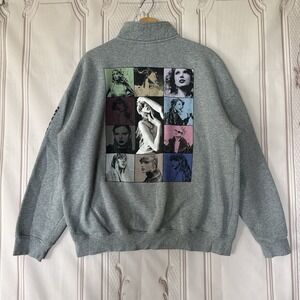Taylor Swift The Eras Tour Gray Quarter Zip Pullover Sweater Size Medium